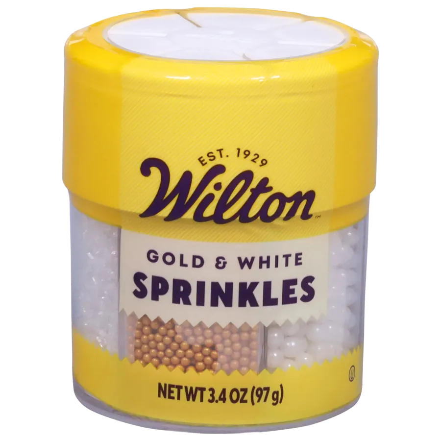 #CS7556 - Wilton Gold & White Sprinkles 3.4 Oz (97g)