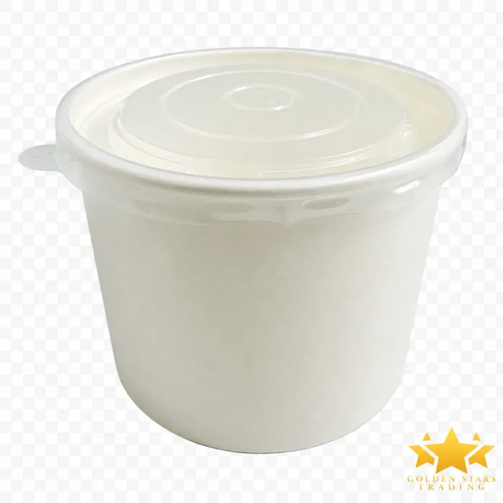 #PK1568 - 16 oz White Paper Deli Container with Clear Lid